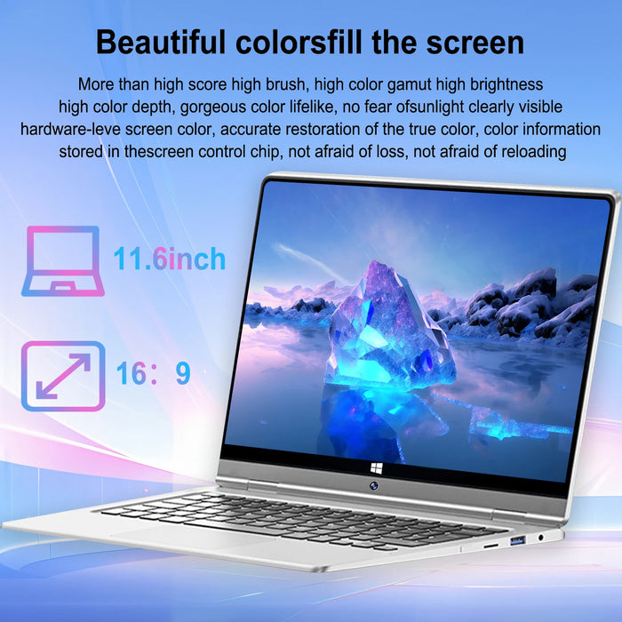 11.6 Inch Laptop 8GB Ram 256GB SSD Windows 11 Notebook Pc Gamer N4020 Office Computer with Backlit Fingerprint Wifi Camera