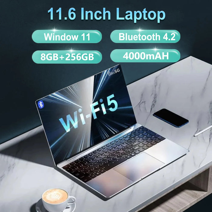 11.6 Inch Laptop 8GB Ram 256GB SSD Windows 11 Notebook Pc Gamer N4020 Office Computer with Backlit Fingerprint Wifi Camera