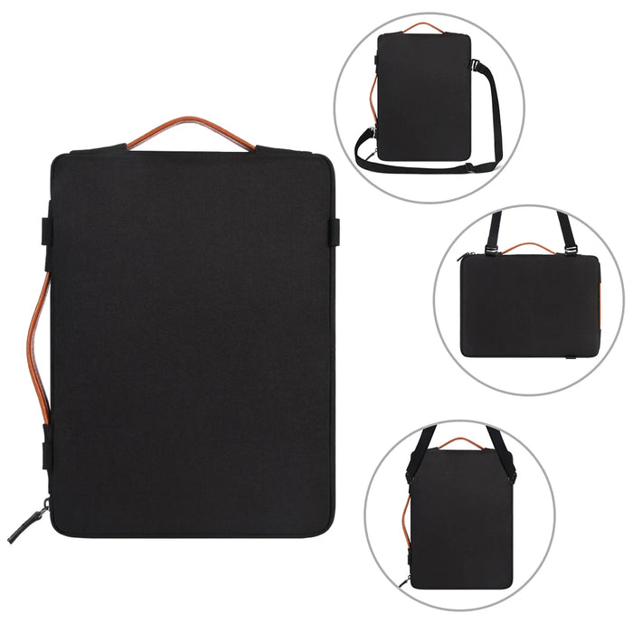 Multi-use Strap Laptop Sleeve Bag With Handle For 10" 13" 14" 15.6" 17" Inch Notebook Shockproof Computer Bag,Black