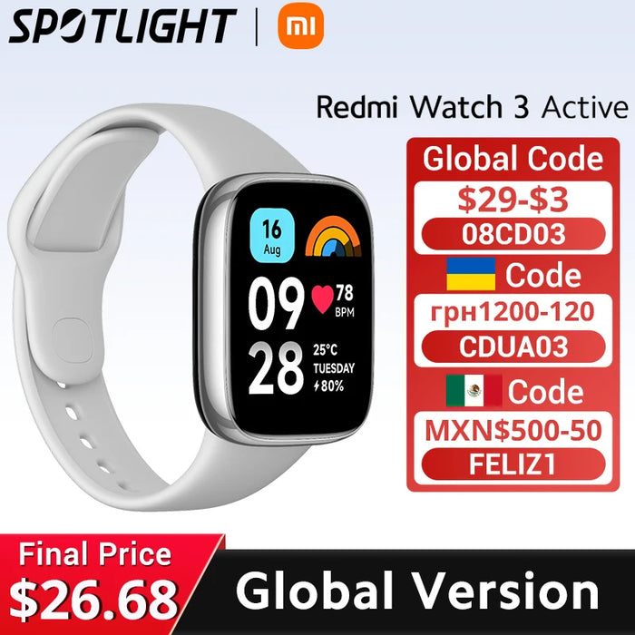 [World Premiere] Xiaomi Redmi Watch 3 Active 1.83'' LCD Display Blood Oxygen Heart Rate Bluetooth Voice Call 100+ Sport Modes