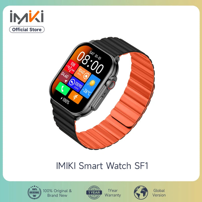 IMIKI SF1 Smart Watch 2.01" AMOLED Display 1000nits BT Calling 100+ Sports Modes IP68 Business Fashion Modeling Metal Case