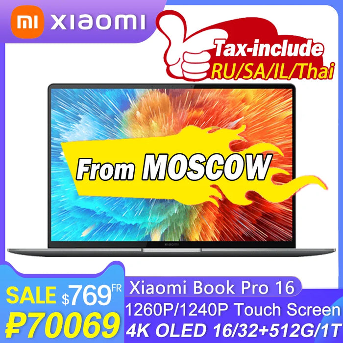 Xiaomi Book Pro 16 2022 1260P/1240P 2050 4G 16Inch 4K OLED Touch Screen