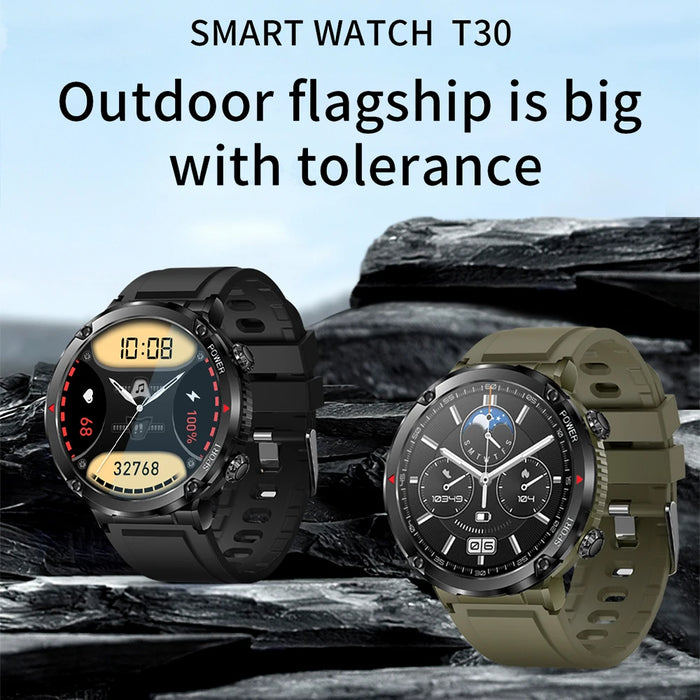 T30 Smart Watch 1.6inch 400*400 Round Screen Bluetooth Call Heart Rate Hi-Fi Speakers IP68 Waterproof Sport Tracket Smartwatch