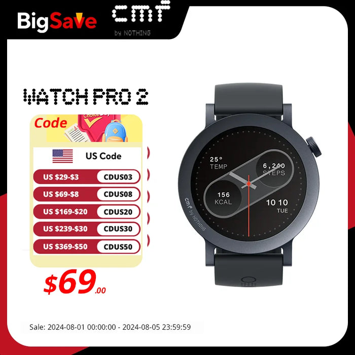 Global Version CMF by Nothing Watch Pro 2 1.32" AMOLED Bluetooth 5.3 BT Calls with AI Noise Reduction GPS Smartwatch CMF watch P