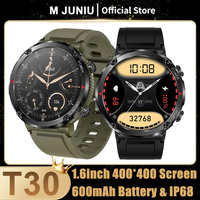 T30 Smart Watch 1.6inch 400*400 Round Screen Bluetooth Call Heart Rate Hi-Fi Speakers IP68 Waterproof Sport Tracket Smartwatch