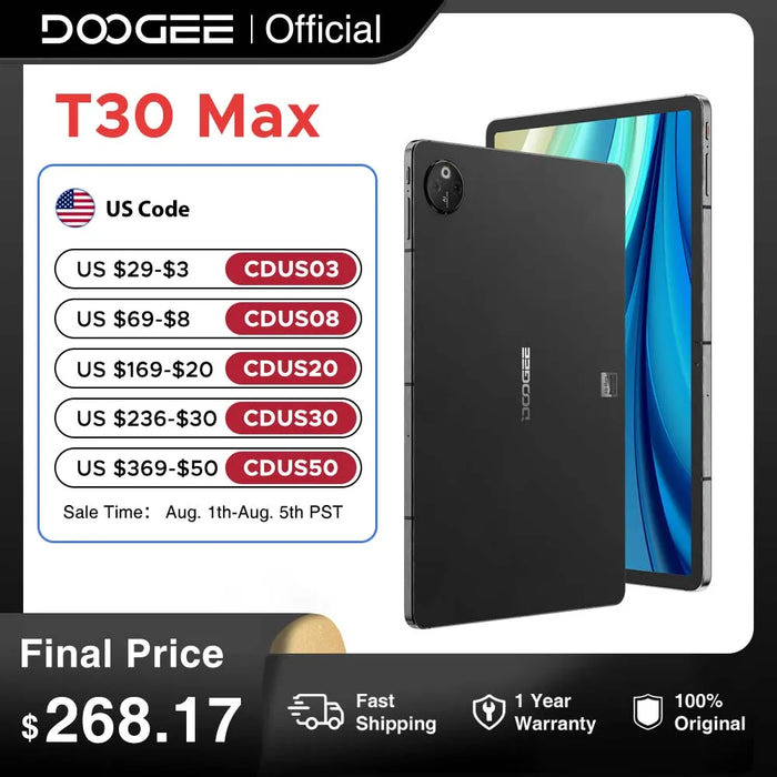 World Premiere DOOGEE T30 Max Tablet 12.4" 4K 20GB(8+12) 512GB Android 14 50MP Dual Camera 10800mAh Aluminum Alloy Nano Unibody