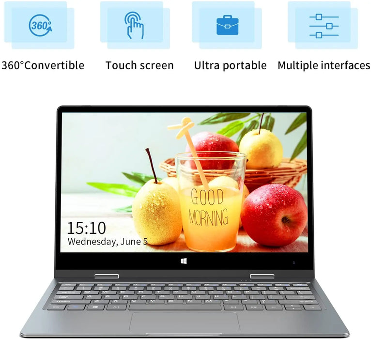 BMAX Y11 Plus Laptop 11.6 Inch 8GB RAM DDR4 256GB SSD Full Metal Case Notebook Windows 11 360degree Touchscreen Intel N5100