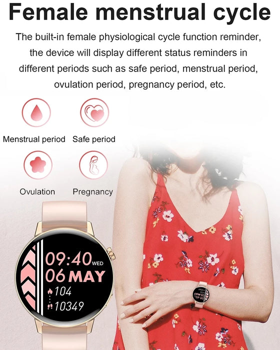 New Fashion Women Smartwatch Bluetooth Call Full Screen Touch Waterproof Watch Ladies Heart Rate Monitor Smart Watch For Xiaomi