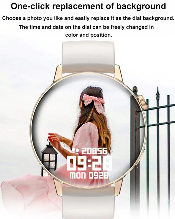 New Fashion Women Smartwatch Bluetooth Call Full Screen Touch Waterproof Watch Ladies Heart Rate Monitor Smart Watch For Xiaomi