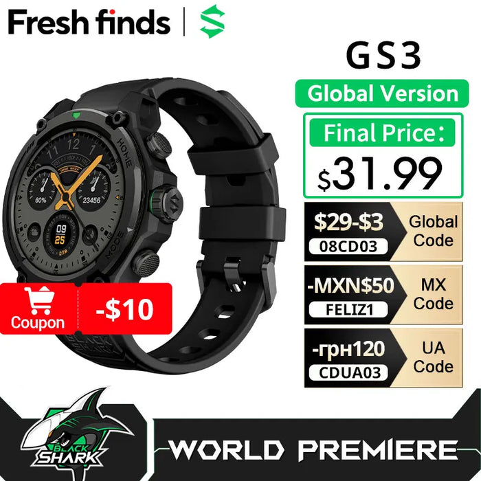 [World Premiere]Blackshark GS3 Smart Watch Global Version 1.43"AMOLED Display GPS Satellite Positioning 21 Day Battery Life 5ATM